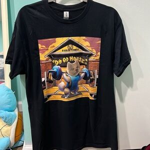 Dog House Fitness puppy Pomsky Workout shirt M